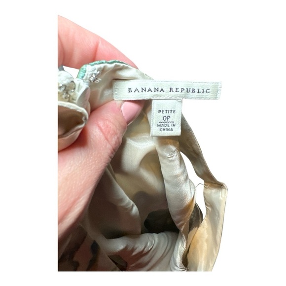 Banana Republic Silk Abstract Floral Dress Blue Green Sz 0P Spring Summer Mini - Picture 5 of 7